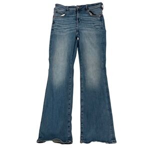 American Eagle Next Level Stretch Flare Jeans Blue Medium Wash Womens 10 Regular